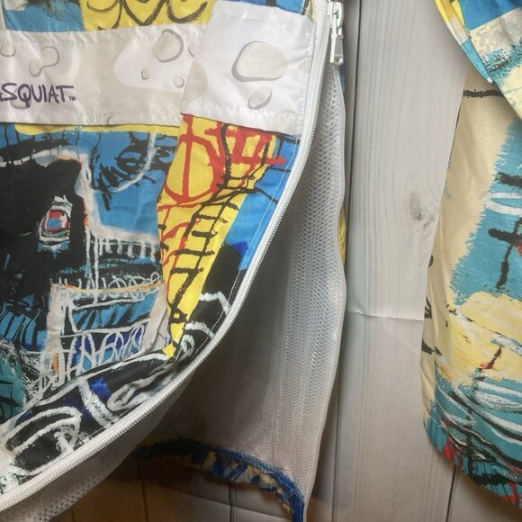 Jean Michel Basquiat Mens L Members Only Grapic Windbreaker Pullover Hood Jacket - Picture 7 of 10
